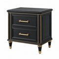 Comodino 60 x 45 x 65 cm in legno ingegnerizzato nero con due cassetti stile classico