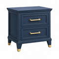Comodino 60 x 45 x 65 cm in legno blu navy con 2 cassetti - stile classico