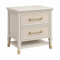 Comodino 60 x 45 x 65 cm in legno beige con due cassetti - stile classico