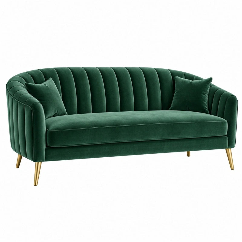 Divano 2 posti 170 x 80 x 80 cm in velluto verde - stile Art Déco