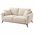 Divano 2 posti 160 cm in tessuto effetto bouclé beige con gambe in legno - stile moderno