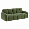 Divano 3 posti 220 x 95 x 78 cm in velluto verde - design curvo imbottito