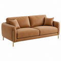 Divano 2 posti 190 x 85 x 82 cm in similpelle marrone cognac con piedi in metallo stile moderno