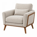 Poltrona 85 x 82 x 88 cm in tessuto beige e legno marrone - stile moderno