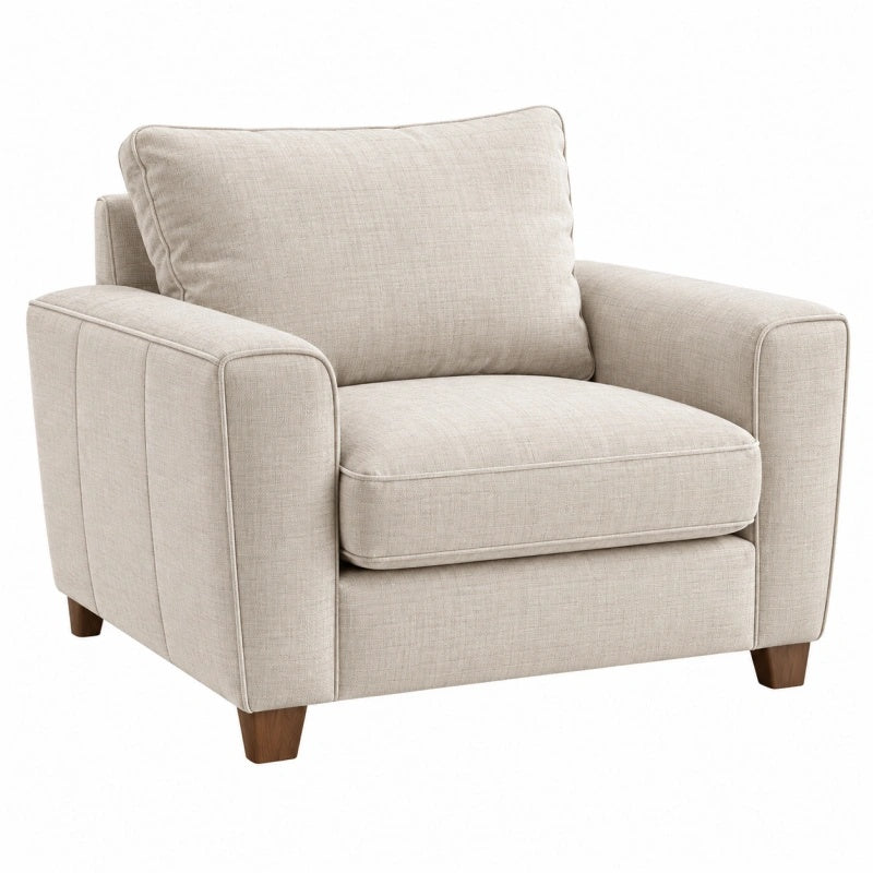 Poltrona 90 x 88 x 86 cm in tessuto beige con piedi in legno - stile moderno imbottito