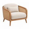Poltrona 75 x 78 x 80 cm in legno e rattan naturale beige stile nordico