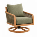 Poltrona girevole 82 x 78 x 86 cm in legno e tessuto verde con corda intrecciata