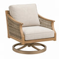 Poltrona girevole 78 x 83 x 88 cm in legno naturale e corda intrecciata beige per esterno