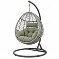 Poltrona sospesa 105 x 105 x 195 cm in acciaio e rattan sintetico grigio con seduta imbottita da esterno