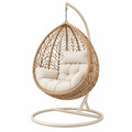 Poltrona sospesa 105 x 105 x 195 cm in rattan naturale e metallo beige - seduta a dondolo stile boho