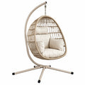 Poltrona sospesa 105 x 105 x 195 cm in rattan beige con supporto in metallo per interno ed esterno