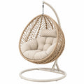 Poltrona sospesa 105 x 105 x 195 cm in rattan beige con struttura in metallo per relax