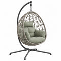 Poltrona sospesa 105 cm x 105 cm x 195 cm in rattan sintetico grigio con struttura in acciaio per relax stile moderno
