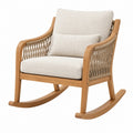Sedia a dondolo 74 x 90 x 100 cm in legno naturale e corda intrecciata con rivestimento beige