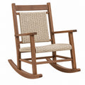 Sedia a dondolo 65 x 85 x 100 cm in legno marrone con seduta intrecciata beige