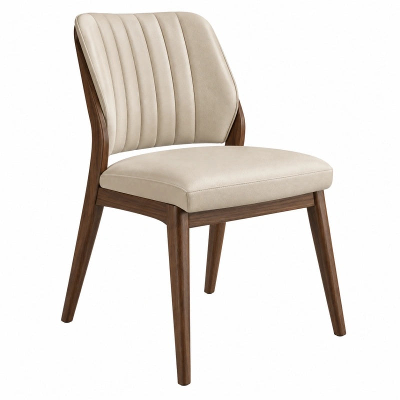 Sedia da pranzo 50 x 60 x 85 cm in legno e similpelle beige stile moderno