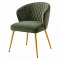 Sedia imbottita 58 x 60 x 82 cm in tessuto verde con gambe in metallo dorato stile moderno