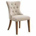 Sedia da pranzo 55 x 65 x 102 cm imbottita in tessuto beige con gambe in legno stile classico