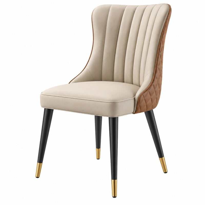 Sedia da pranzo 55 x 62 x 90 cm in similpelle beige e marrone stile moderno imbottita