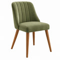 Sedia imbottita 48 x 58 x 82 cm in tessuto verde con gambe in legno stile moderno