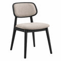 Sedia da pranzo 50 x 55 x 80 cm in legno nero e tessuto beige - stile moderno imbottito