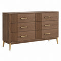 Cassettiera 160 x 45 x 90 cm in legno marrone con 6 cassetti stile moderno