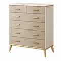 Cassettiera 80 x 40 x 100 cm beige e oro con 6 cassetti stile moderno